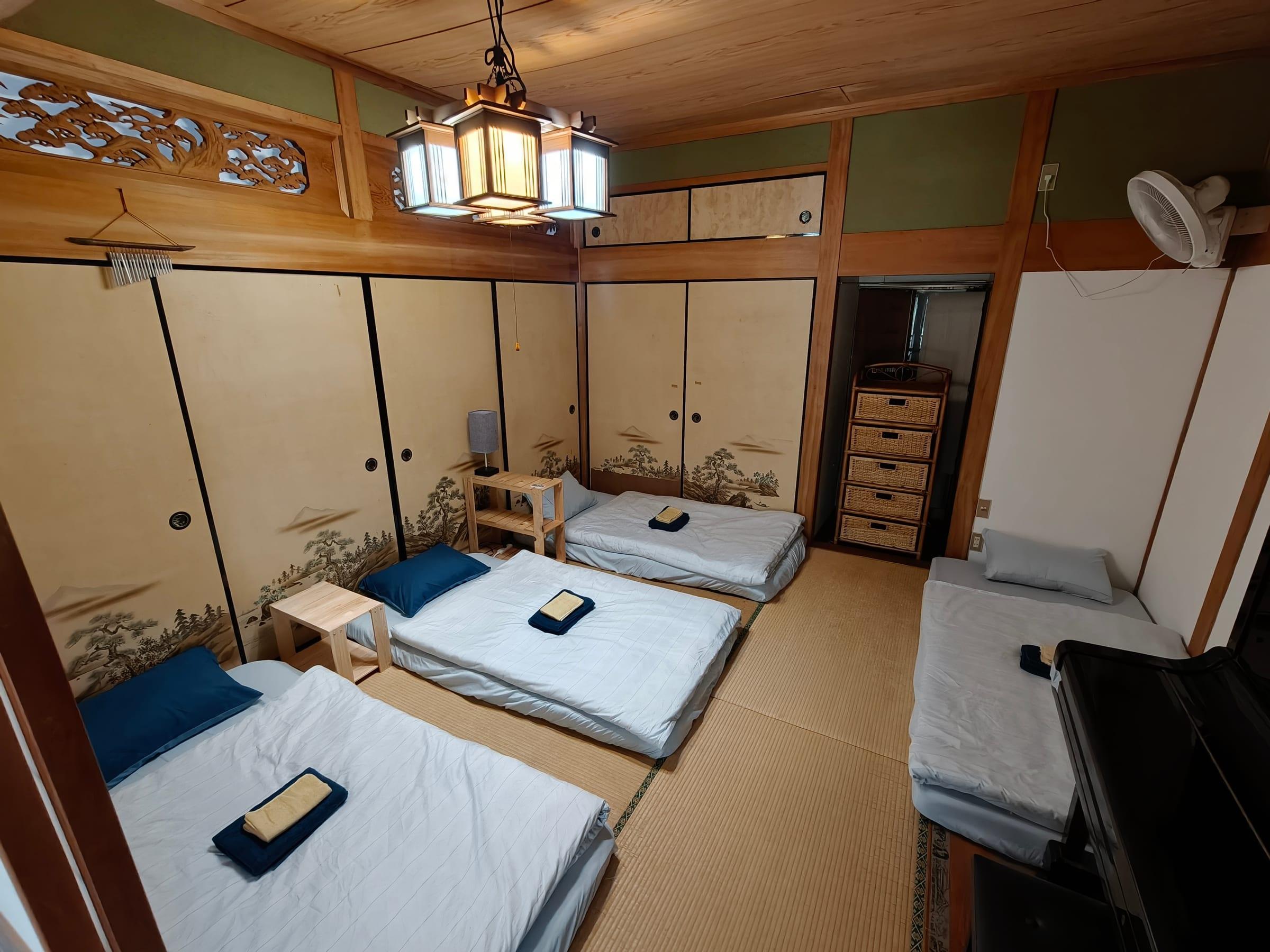 Tatami bedroom with futons